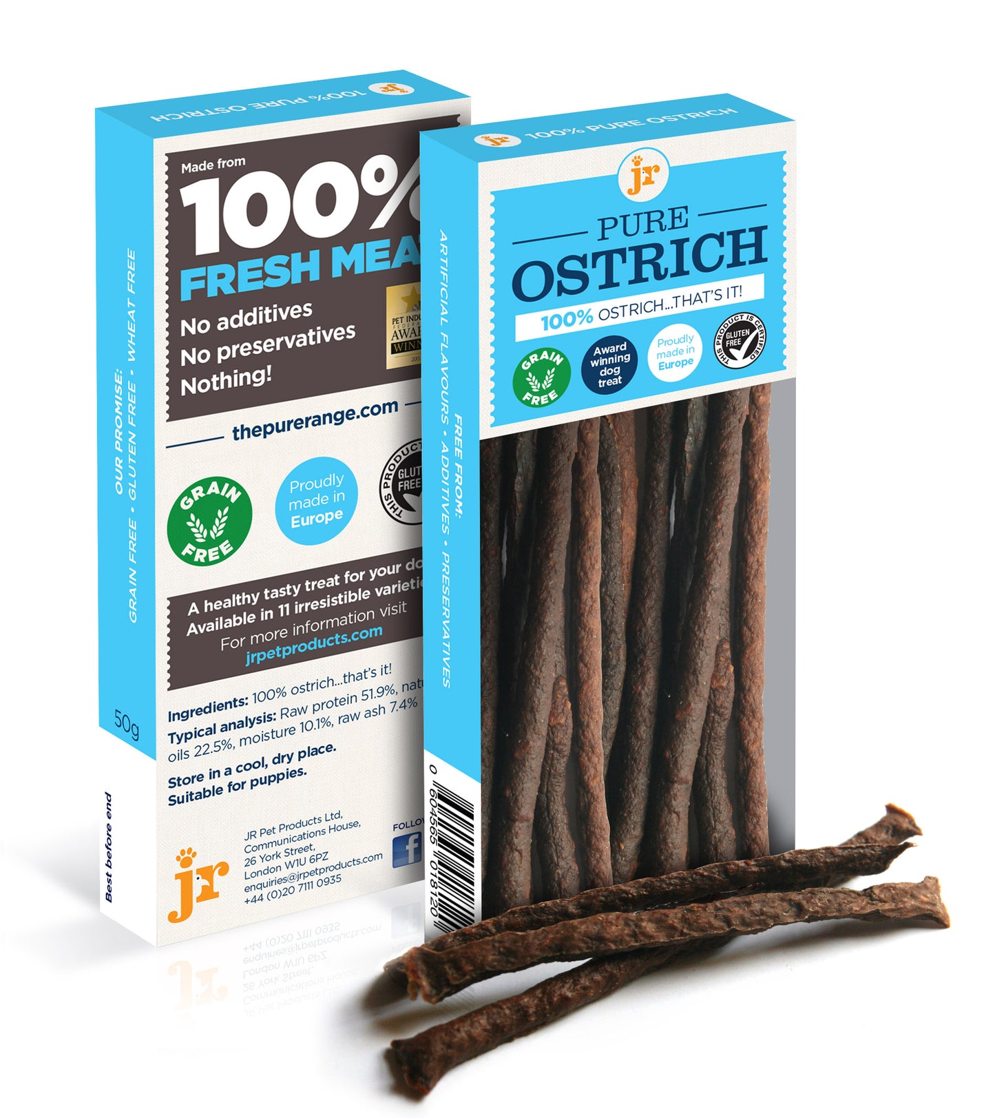 JR Pure Ostrich Sticks 50g 100% Ostrich
